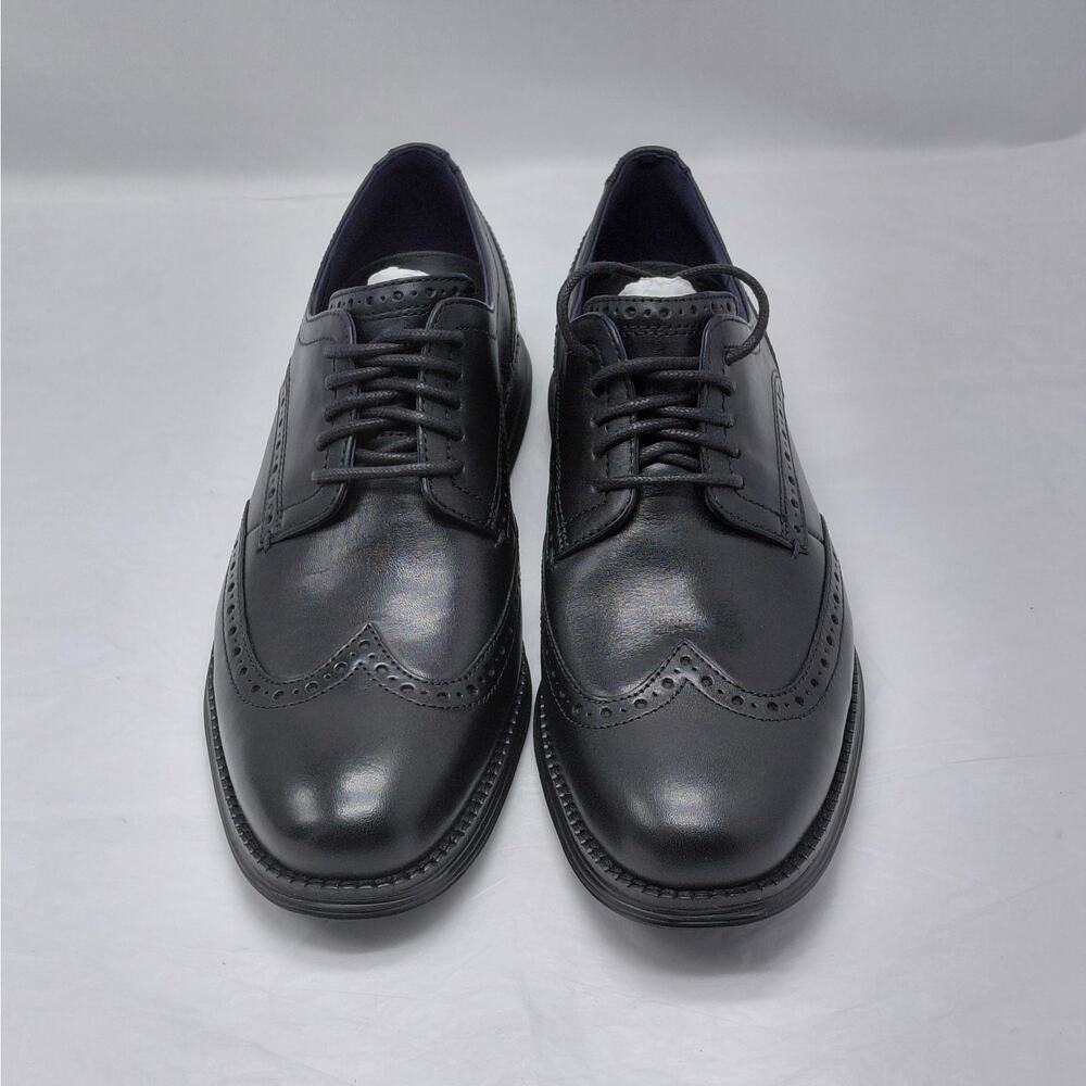 Cole Haan Mens Oxford Dress Shoes 7.5 Black Leather Wingtip Original Grand - Picture 3 of 14